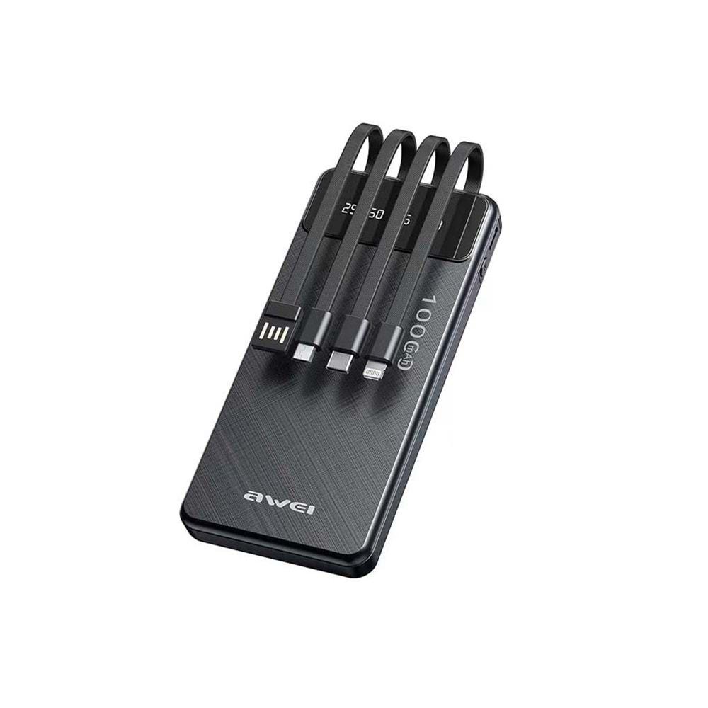 AWEI P131K 10000 MAH MULTIPLE OUTPUT POWER BANK WITH CABLE
