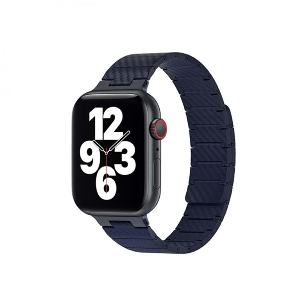 WIWU WB009 BLUE CARBON FIBER PATTERN MAGNETIC WATCH BAND 42-44-45-49MM