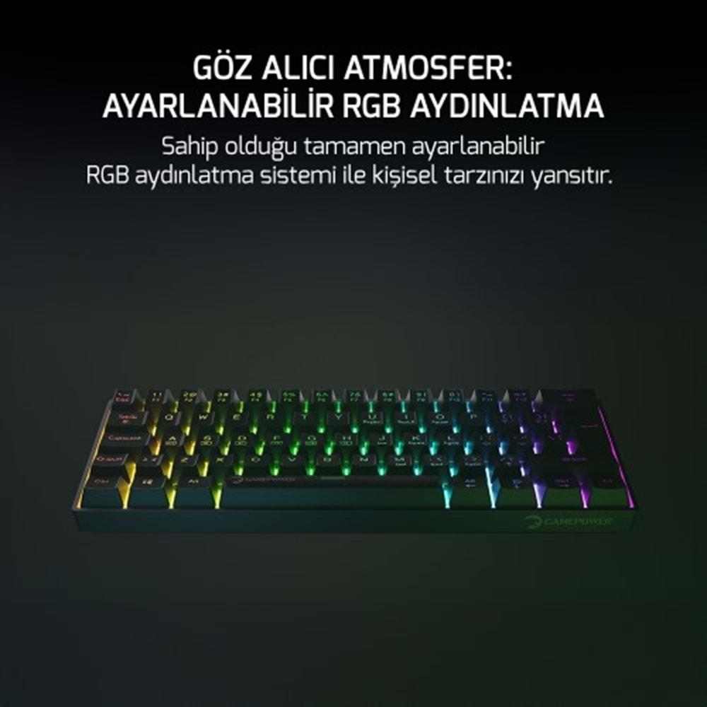 GAMEPOWER LYRA RGB 60M KLAVYE MEKANIK RED SWITCH SİYAH