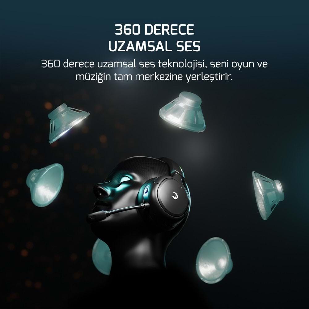 GamePower Aero Ultra Siyah Triple Mode (Kablosuz/Bluetooth/2.4G) Gaming (Oyuncu) Kulaklık