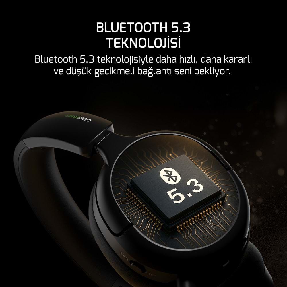 GamePower Aero Ultra Siyah Triple Mode (Kablosuz/Bluetooth/2.4G) Gaming (Oyuncu) Kulaklık