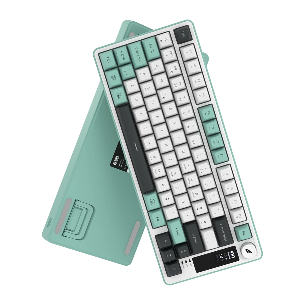 HAWK HK255 MEMBRANE LCD RGB KABLOSUZ/BLUETOOTH GRİ YEŞİL GAMİNG KLAVYE