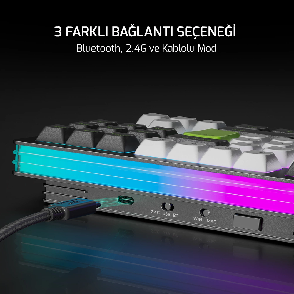 GamePower Nama RGB Mekanik Kablosuz Hot Swap Gaming Klavye