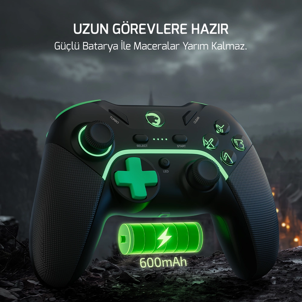 GamePower Vitrus Hall Effect Joystickli Kablosuz Gamepad (2.4G/Bluetooth) (PC Uyumlu)