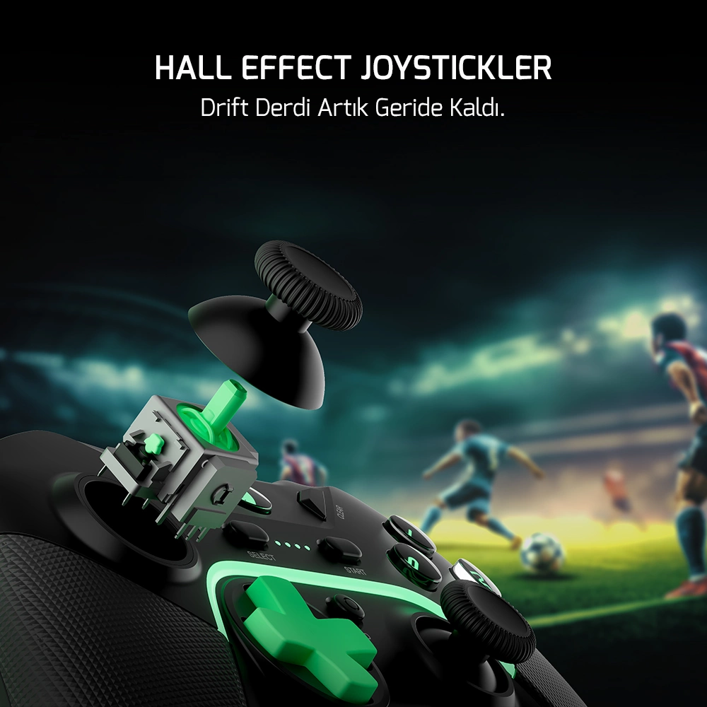 GamePower Vitrus Hall Effect Joystickli Kablosuz Gamepad (2.4G/Bluetooth) (PC Uyumlu)