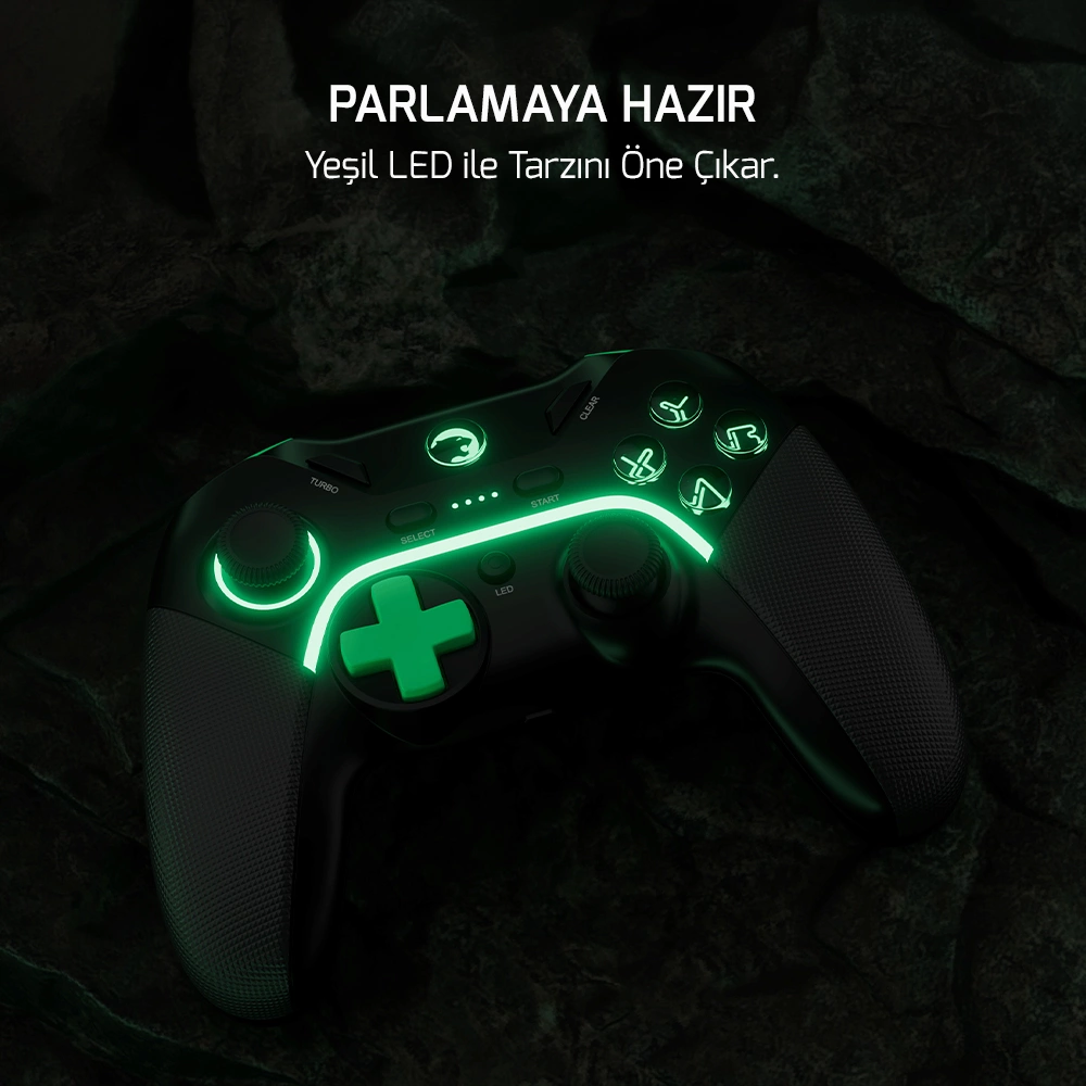GamePower Vitrus Hall Effect Joystickli Kablosuz Gamepad (2.4G/Bluetooth) (PC Uyumlu)