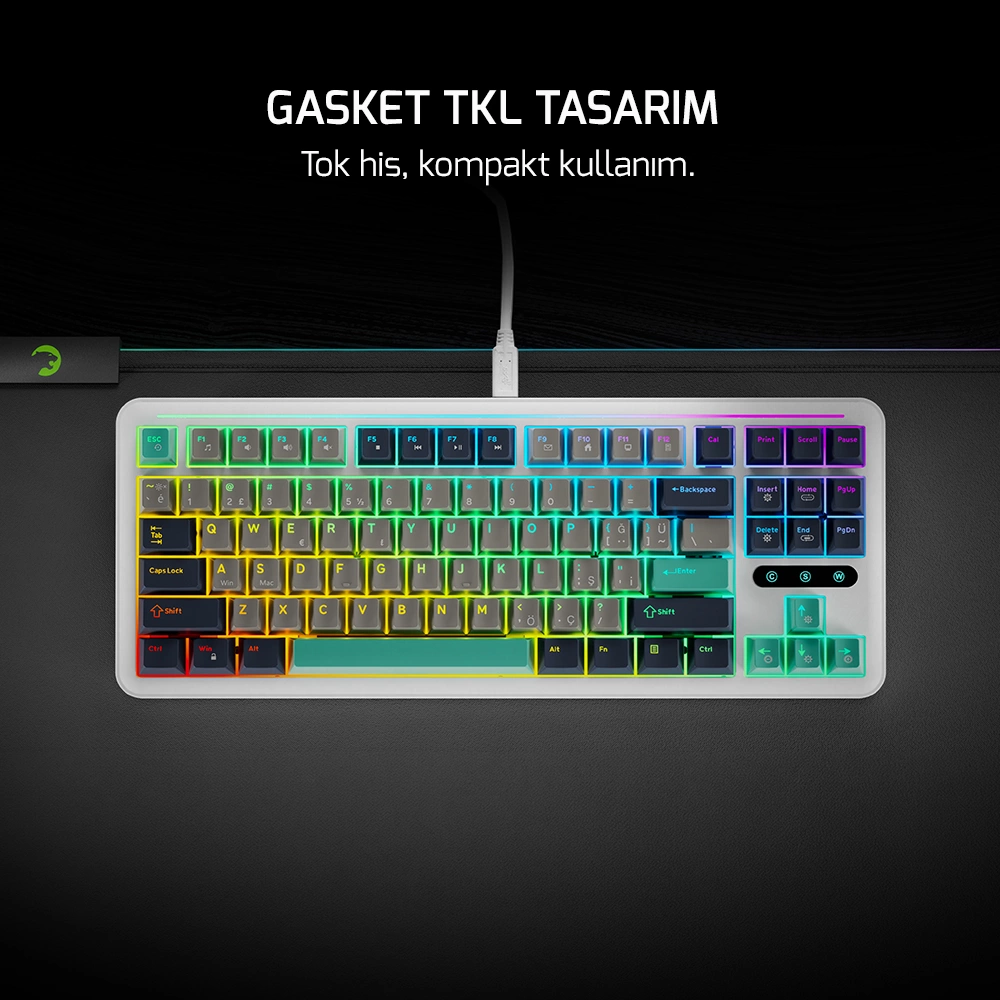 GamePower Zoom Hot Swap RGB Kablolu Mekanik Beyaz Gaming Klavye