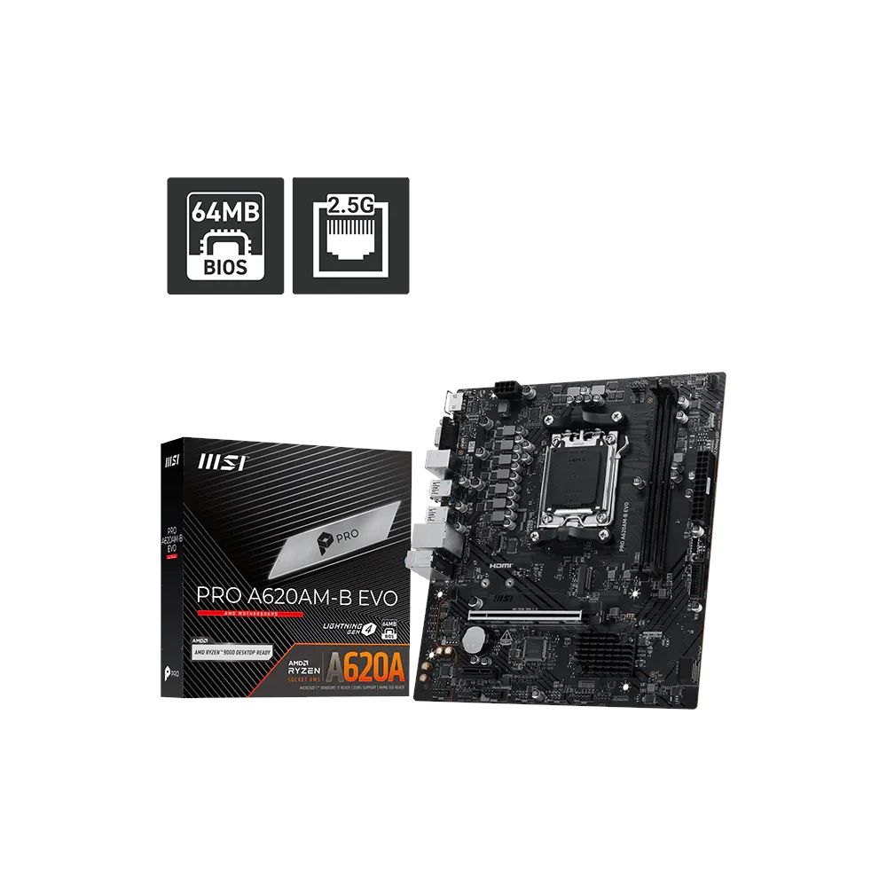 MSI PRO A620AM-B EVO AM5 DDR5 6800(OC) ANAKART