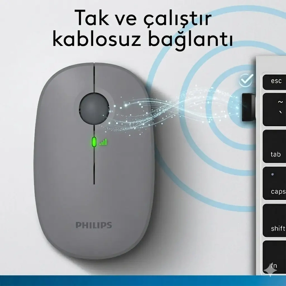 PHILIPS KABLOSUZ MOUSE SPK7378G GRİ