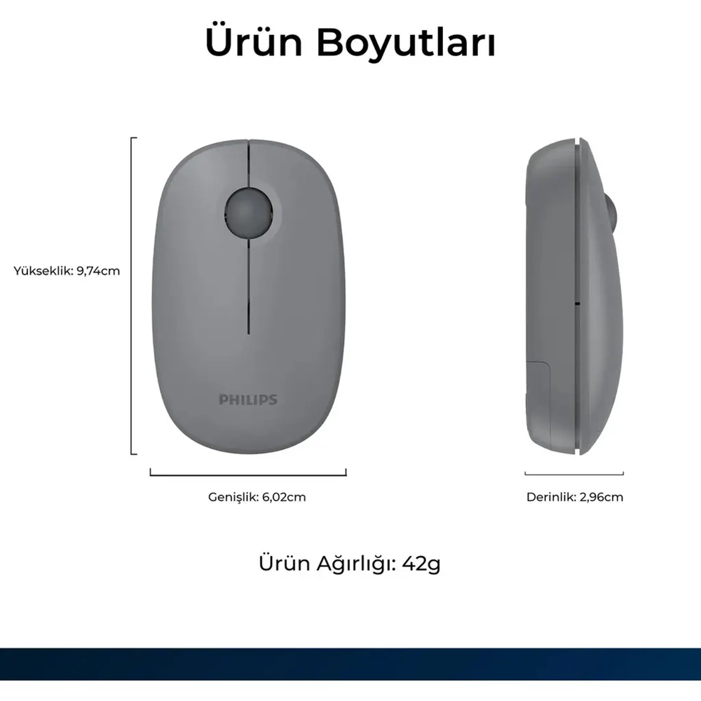 PHILIPS KABLOSUZ MOUSE SPK7378G GRİ
