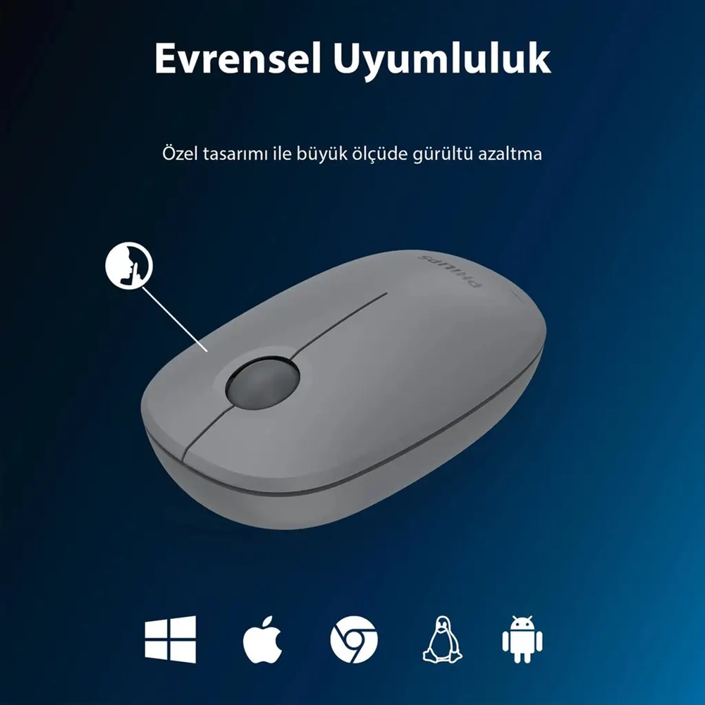 PHILIPS KABLOSUZ MOUSE SPK7378G GRİ