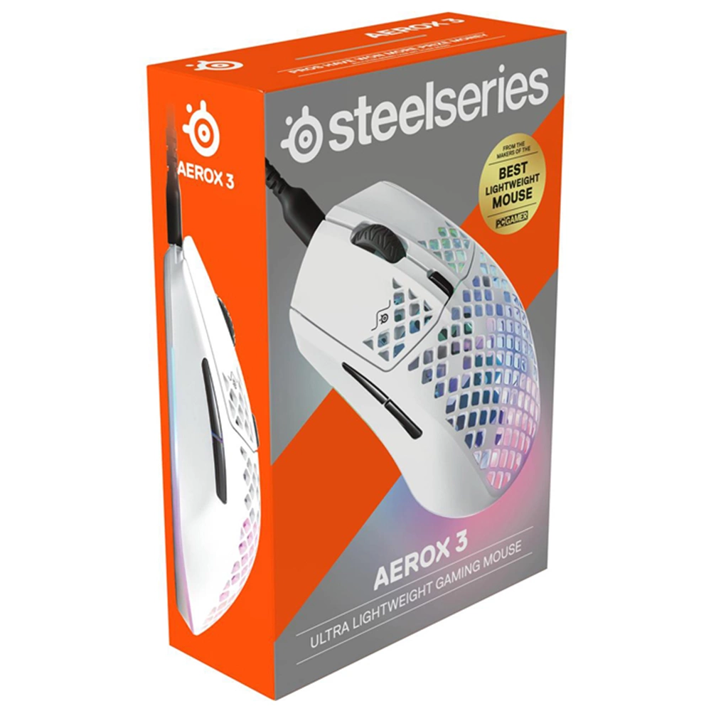 SteelSeries Aerox 3 2022 Edition Snow SSM62603 8500 CPI 6 Tuş RGB Optik Kablolu Gaming Mouse