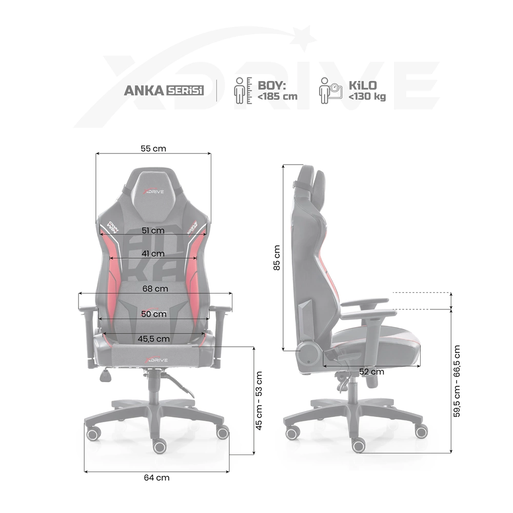 XDRIVE GAMING CHAIR ANKA KIRMIZI BEYAZ TFF 1923