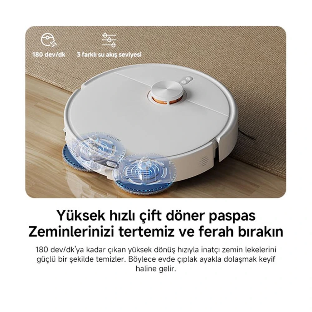 Xiaomi Robot Vacuum H50 Beyaz Akıllı Robot Süpürge