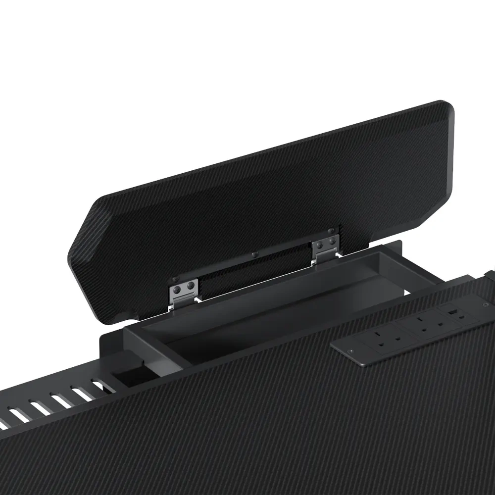 Adax FOCUS Ergonomic with Pegboard & Charging Hub - Black Gaming Desk + PC Holder