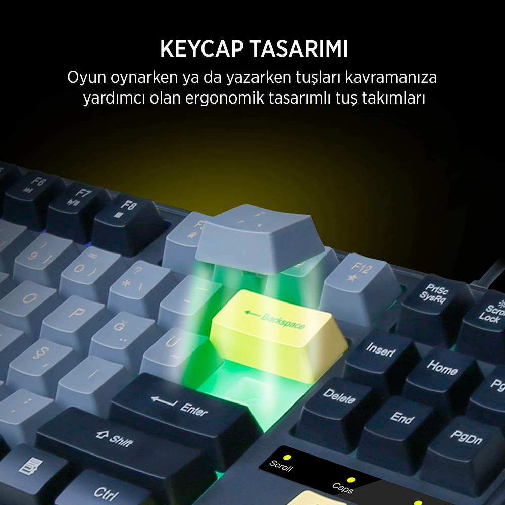 James Donkey JDK87 Rainbow Mekanik Hisli Membran Türkçe Q Gaming 87 Tuş Siyah Klavye
