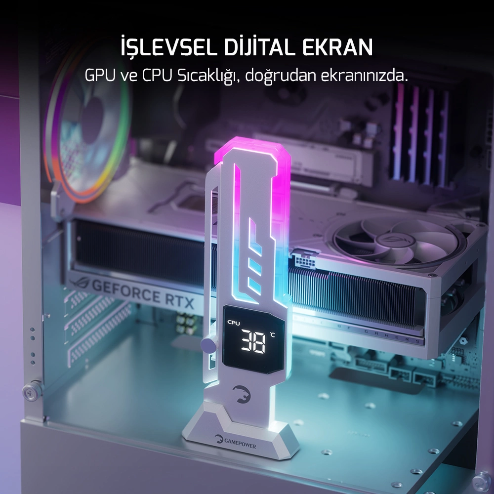 GAMEPOWER HEATSYNC ARGB LCD EKRAN KARTI TUTUCU BEYAZ