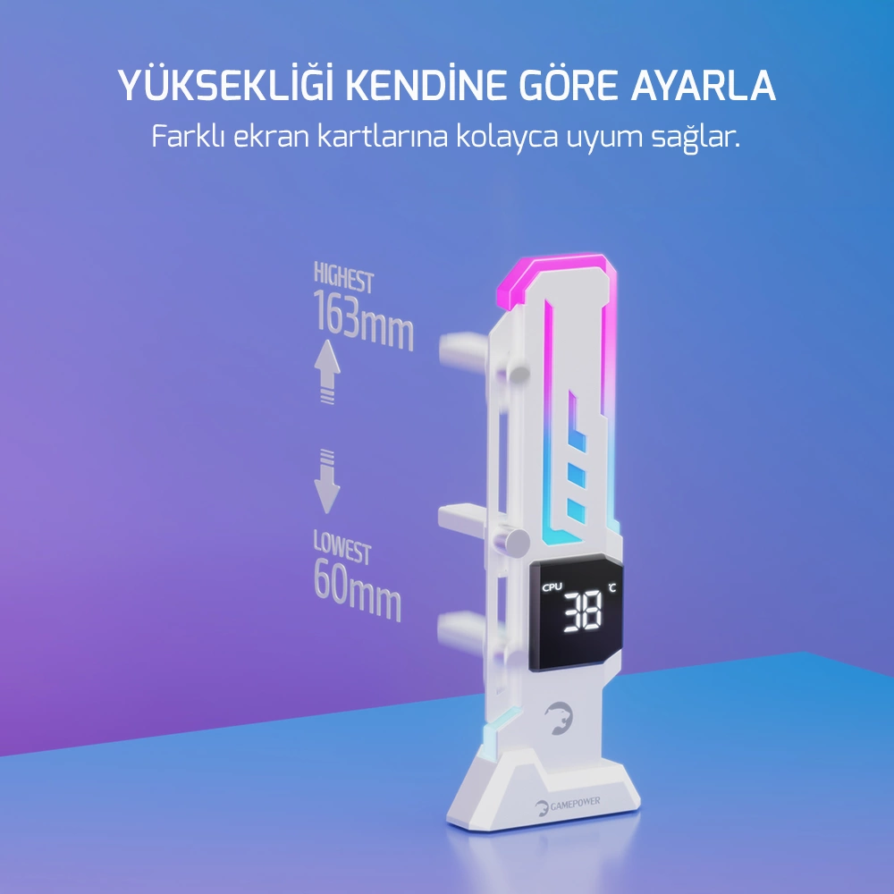 GAMEPOWER HEATSYNC ARGB LCD EKRAN KARTI TUTUCU BEYAZ