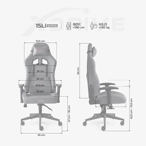XDRIVE GAMING CHAIR 15LI PLUS SİYAH KUMAŞ