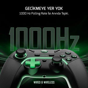 GamePower Vitrus Hall Effect Joystickli Kablosuz Gamepad (2.4G/Bluetooth) (PC Uyumlu)