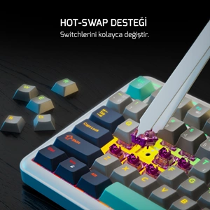 GamePower Zoom Hot Swap RGB Kablolu Mekanik Beyaz Gaming Klavye