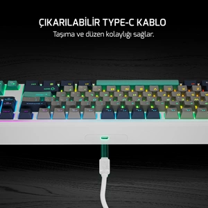 GamePower Zoom Hot Swap RGB Kablolu Mekanik Beyaz Gaming Klavye