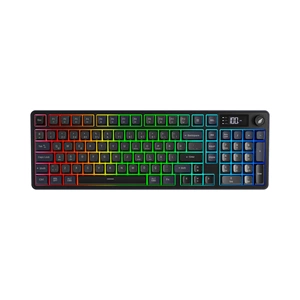 Hawk HK258 Membrane LCD RGB Kablosuz/Bluetooth Gri Mor Gaming Oyuncu Klavye