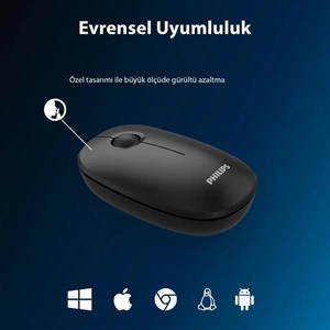 PHILIPS KABLOSUZ MOUSE SPK7378B SİYAH