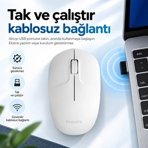 PHİLİPS KABLOSUZ MOUSE SPK7358W BEYAZ