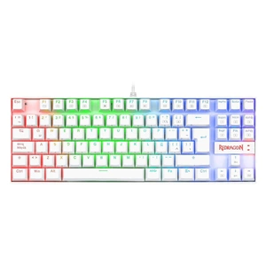 Redragon K552W-RGB Kumara Blue Switch Rainbow TKL TR Q Mekanik Beyaz Kablolu Gaming Klavye