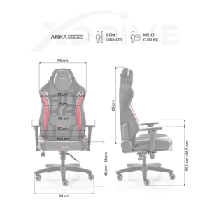 XDRIVE GAMING CHAIR ANKA KIRMIZI BEYAZ TFF 1923