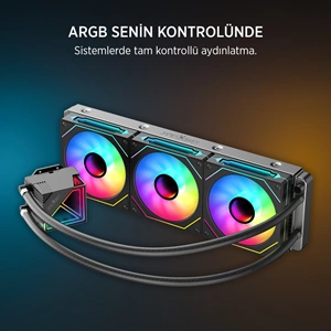 James Donkey Lugis JDC360 ARGB 360mm Siyah Sıvı İşlemci Soğutucu AM5 ve LGA1700 Uyumlu