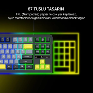 James Donkey JDK87 Rainbow Mekanik Hisli Membran Türkçe Q Gaming 87 Tuş Siyah Klavye