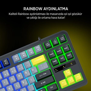 James Donkey JDK87 Rainbow Mekanik Hisli Membran Türkçe Q Gaming 87 Tuş Siyah Klavye