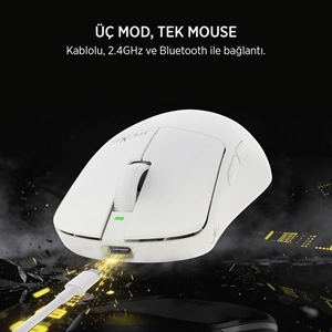 James Donkey JDM11 PAW3311 12.000DPI Triple Mode (Kablolu/Bluetooth/2.4G) Beyaz Gaming Mouse