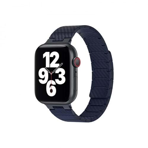 WIWU WB009 BLUE CARBON FIBER PATTERN MAGNETIC WATCH BAND 42-44-45-49MM