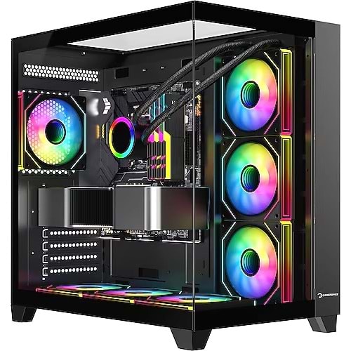 GamePower Warcry TopGlass 750W 4xARGB Temperli Cam ATX Siyah Gaming Kasa