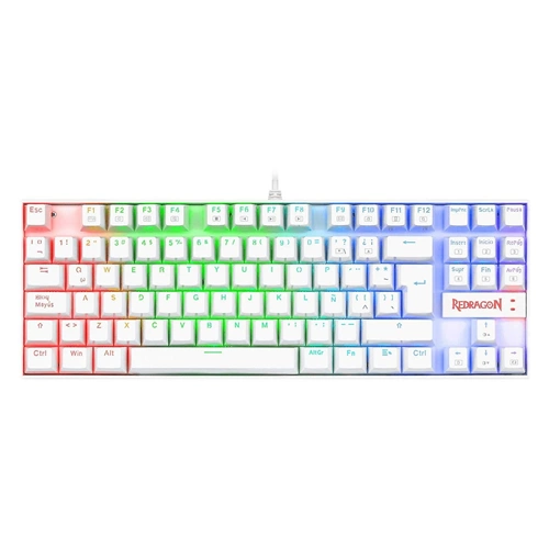 Redragon K552W-RGB Kumara Blue Switch Rainbow TKL TR Q Mekanik Beyaz Kablolu Gaming Klavye