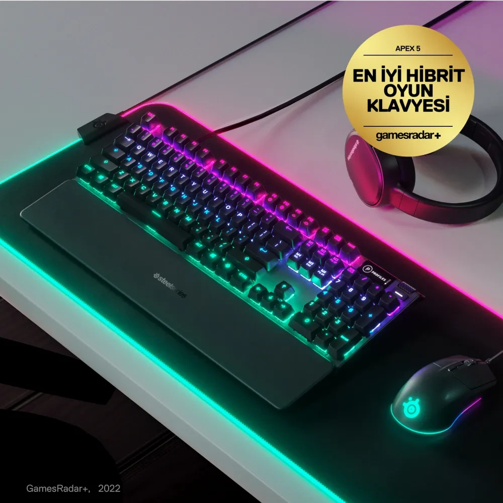 SteelSeries Apex 5 Hybrid Blue Switch Türkçe RGB Mekanik Gaming Klavye