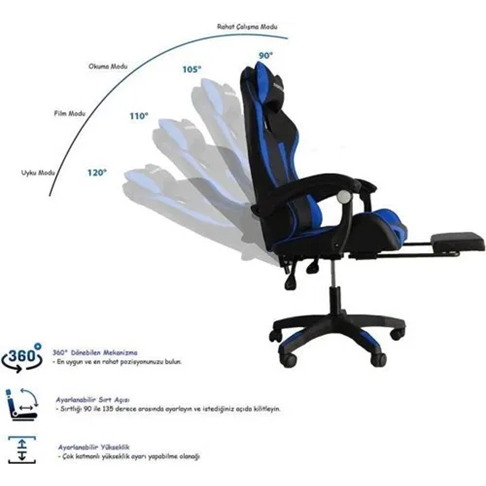 D19-A GAMING KOLTUK AYAK DESTEKLİ RGB