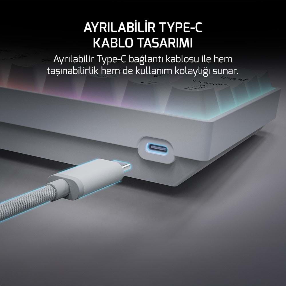 GAMEPOWER LYRA RGB 60M KLAVYE MEKANIK RED SWITCH BEYAZ