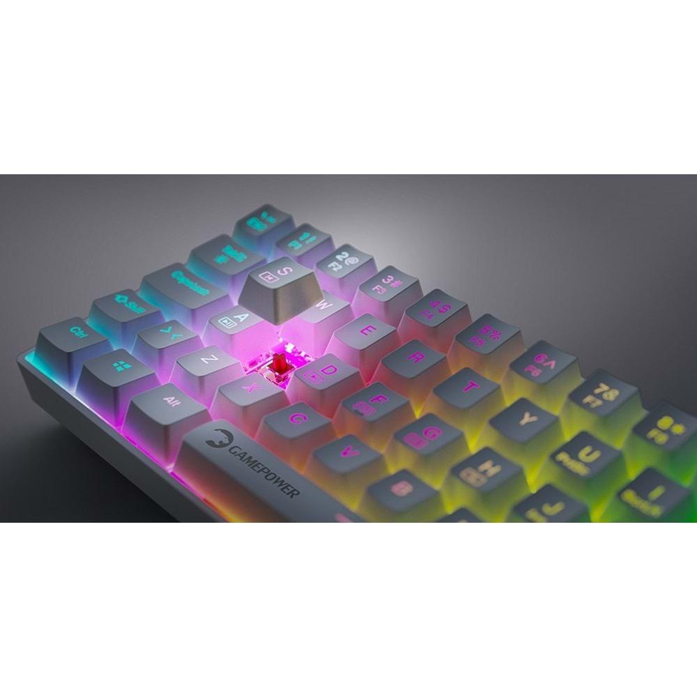 GAMEPOWER LYRA RGB 60M KLAVYE MEKANIK RED SWITCH BEYAZ