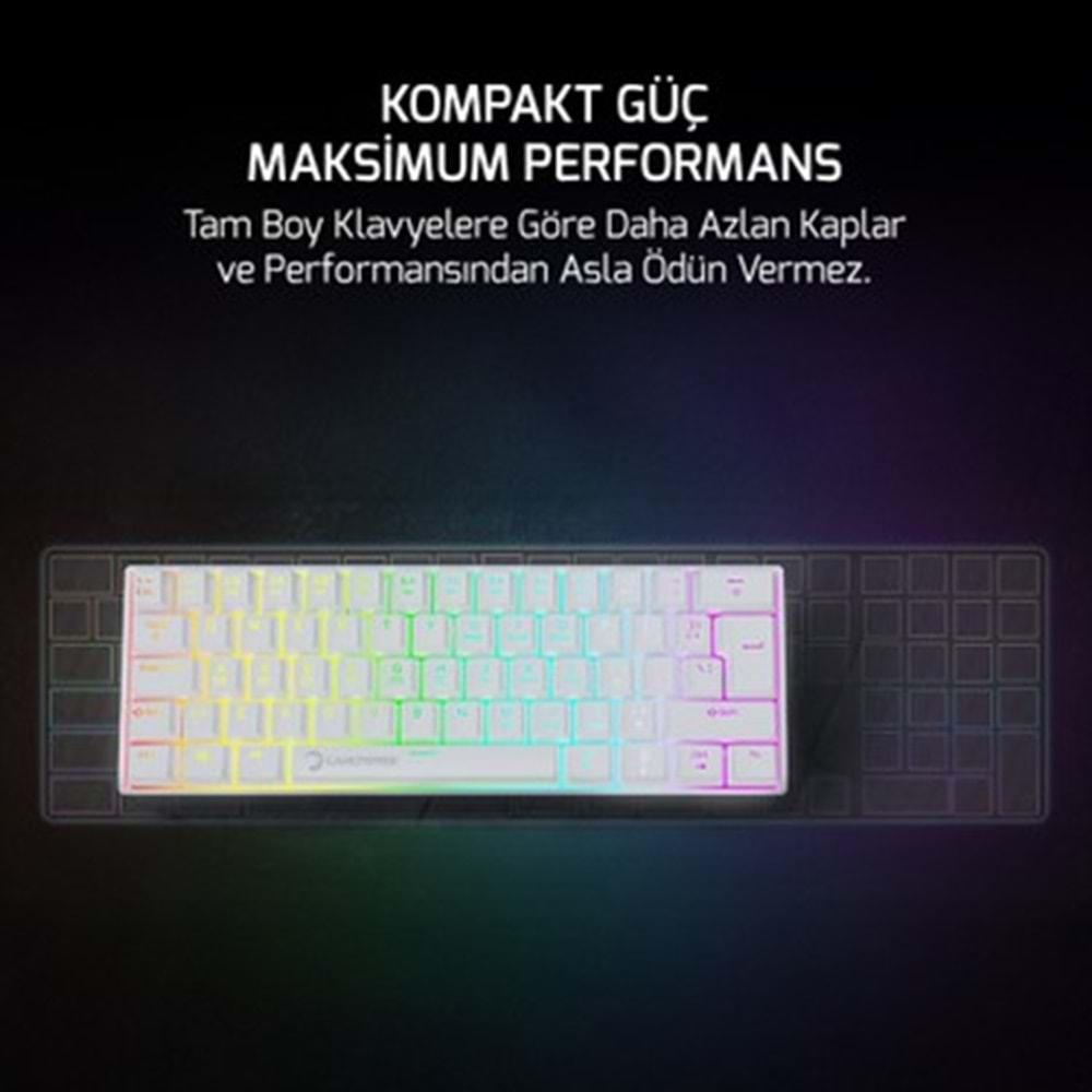 GAMEPOWER LYRA RGB 60M KLAVYE MEKANIK RED SWITCH BEYAZ