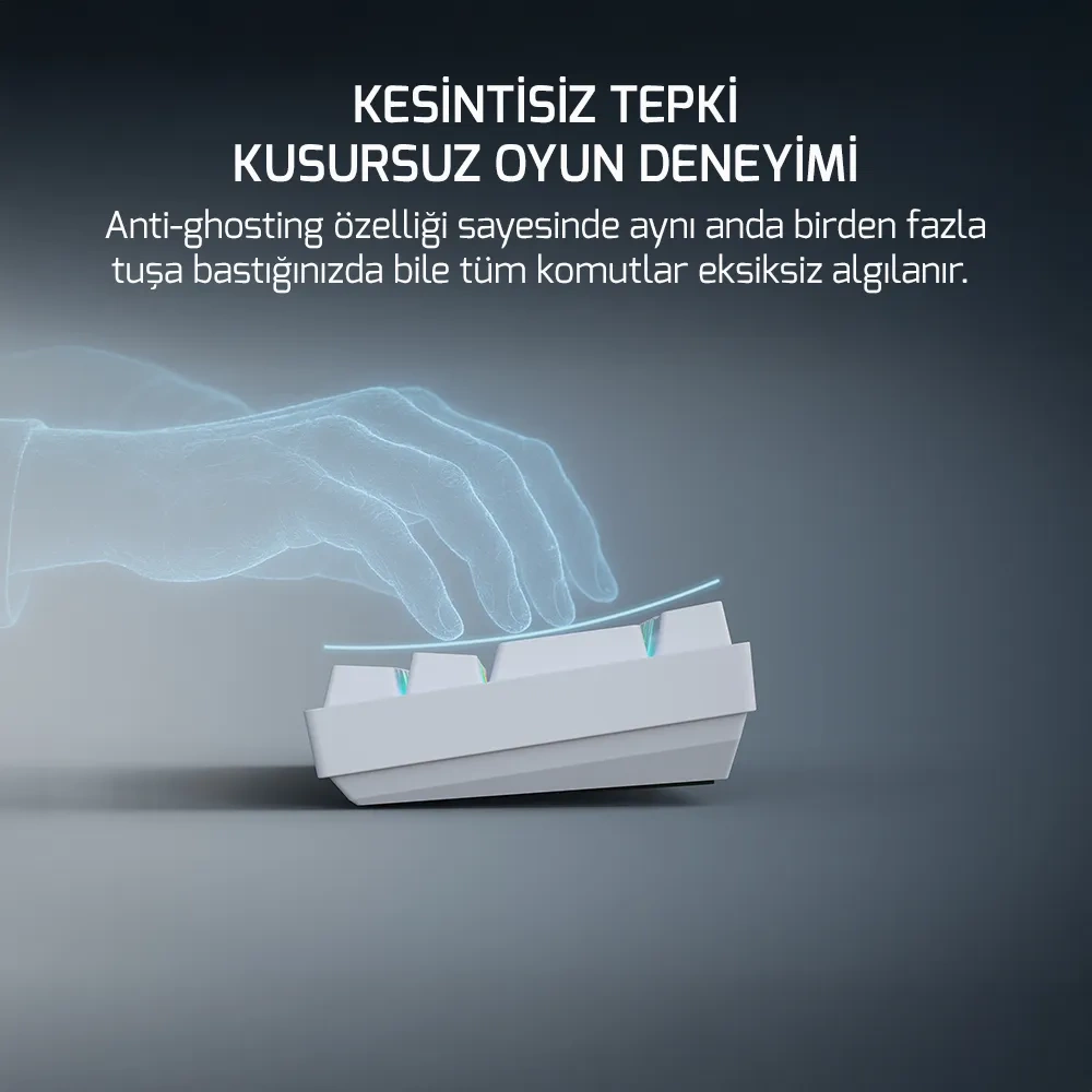 GAMEPOWER LYRA RGB 60M KLAVYE MEKANIK BLUE SWITCH BEYAZ