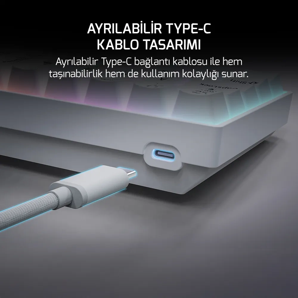 GAMEPOWER LYRA RGB 60M KLAVYE MEKANIK BLUE SWITCH BEYAZ