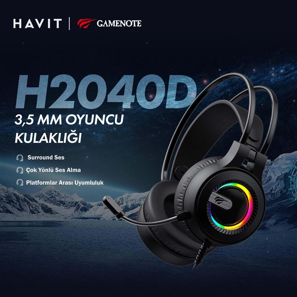 GAMENOTE H2040D SIYAH KULAKLIK GAMING RGB