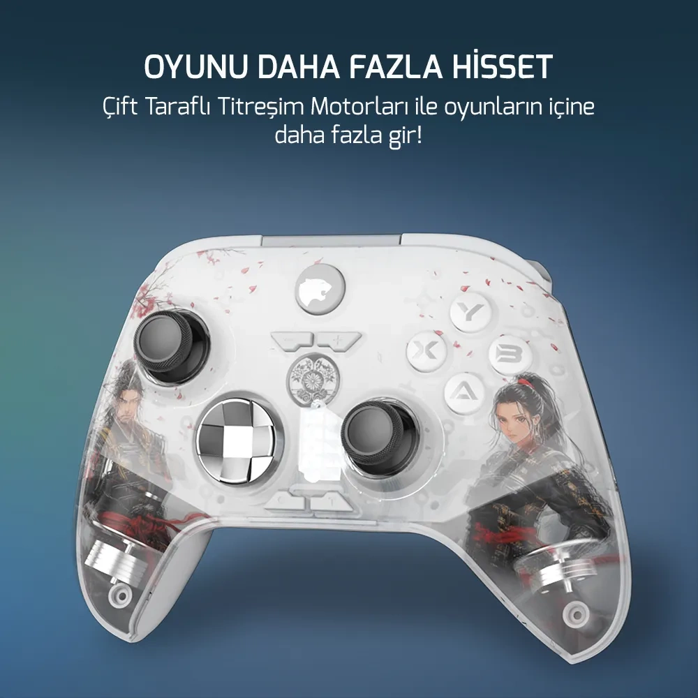GamePower Force RGB Kablosuz Beyaz Gamepad (2.4G, Bluetooth,Kablolu) (PC Uyumlu)