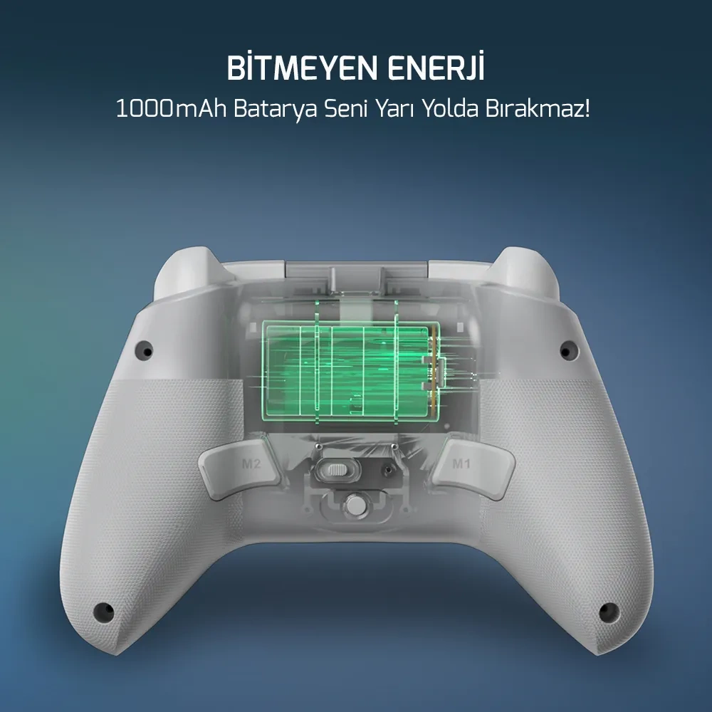 GamePower Force RGB Kablosuz Beyaz Gamepad (2.4G, Bluetooth,Kablolu) (PC Uyumlu)