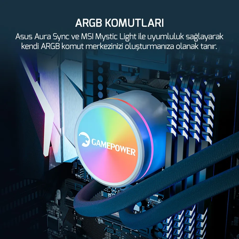 GAMEPOWER SKADI V2 360 AIO RGB LGA1700/AM5 Uyumlu Sıvı Soğutucu