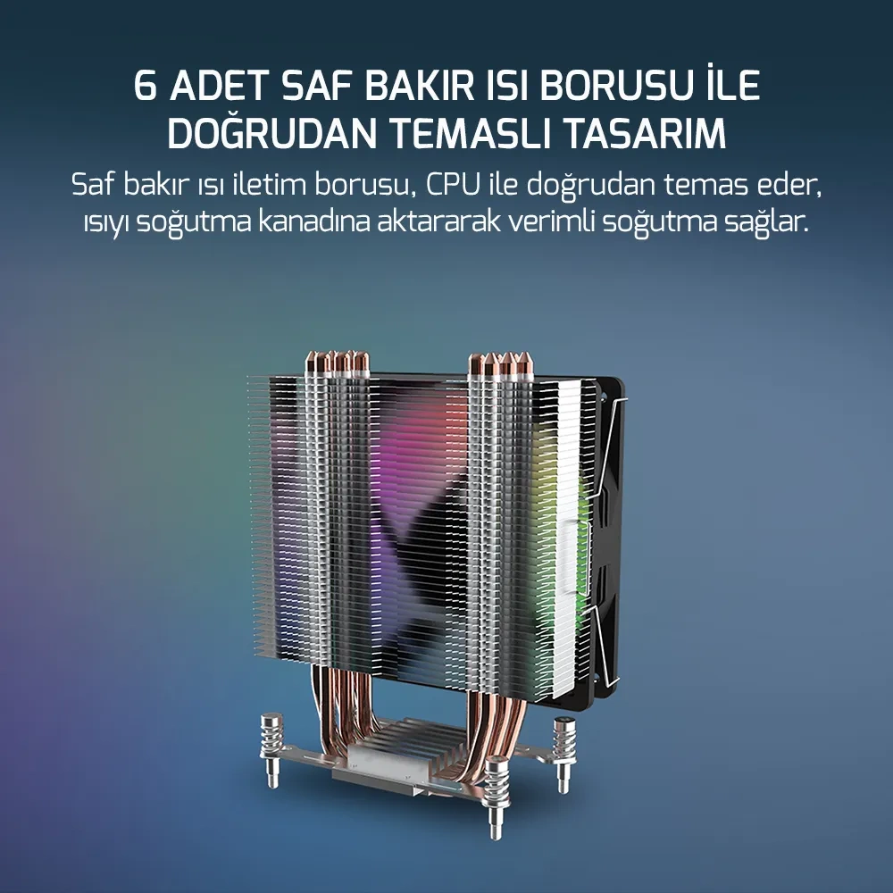 GamePower Glace TC6 ARGB 120mm LGA1851/LGA1700/AM5 İşlemci Soğutucu